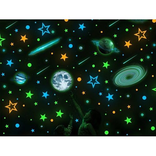 Kit De Stickers Muraux Étoiles Phosphorescentes, Autocollants Pour Décoration De Chambre D'enfant