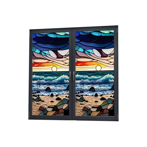 Film électrostatique pour fenêtre - Motif verre dépoli, 2 feuilles, 100 x 45 cm, PVC, multicolore