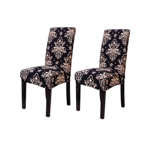 Lot De 2 Housses De Chaise De Salle À Manger Extensibles Et Lavables, Motif Classique, Pour Chaises Sans Accoudoirs