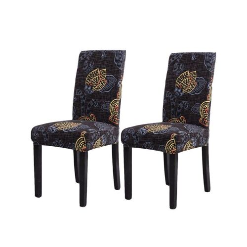Lot De 2 Housses De Chaise Extensibles Et Lavables, Motif Feuilles, Pour Chaises Sans Accoudoirs