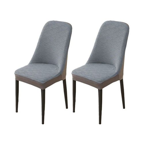 Lot De 2 Housses De Chaise Extensibles En Jacquard Pour Chaises De Salle À Manger Courbes, Gris
