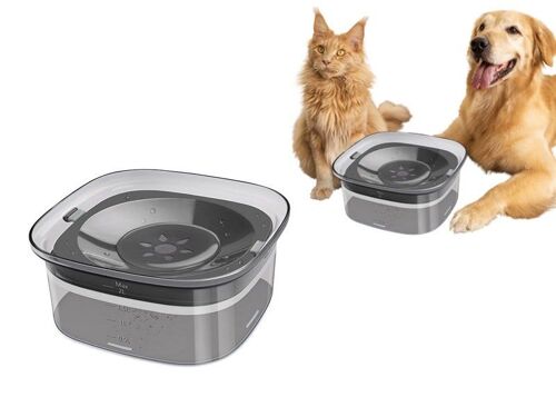 Gamelle D'eau Anti-Fuite 2 L Pour Chiens Et Chats - Distributeur Automatique Avec Base Antidérapante - Noir