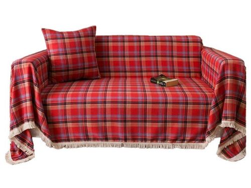 Housse De Canapé De Noël 140x180cm Rouge Plaid Protège-Coussin