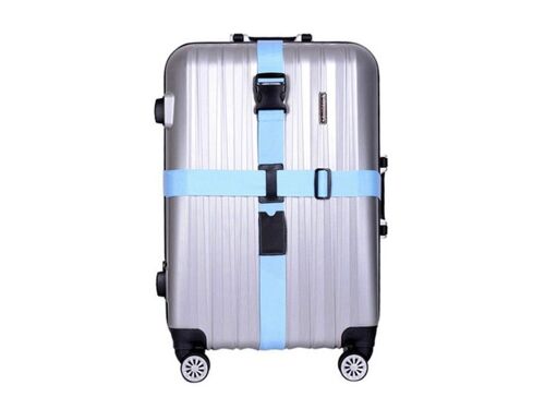 Sangle de bagage réglable pour valises ¿ Bleu, largeur 5 cm, convient aux sacs de 50 à 81 cm