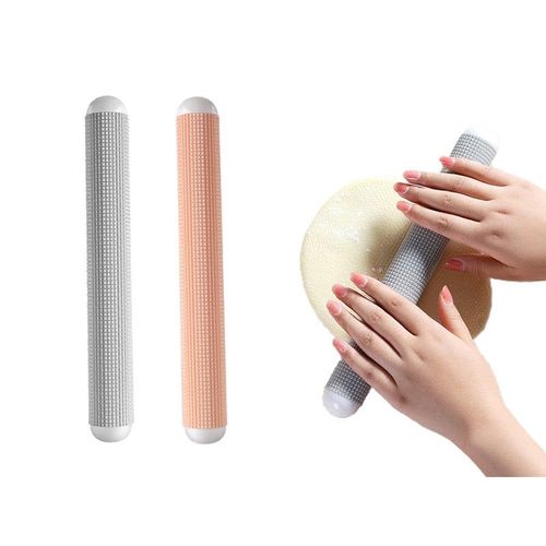 Lot De 2 Rouleaux À Pâtisserie Gaufrés De 27 Cm ¿ Rouleau À Pâte Antiadhésif Pour Pâtisserie, Rose Et Gris