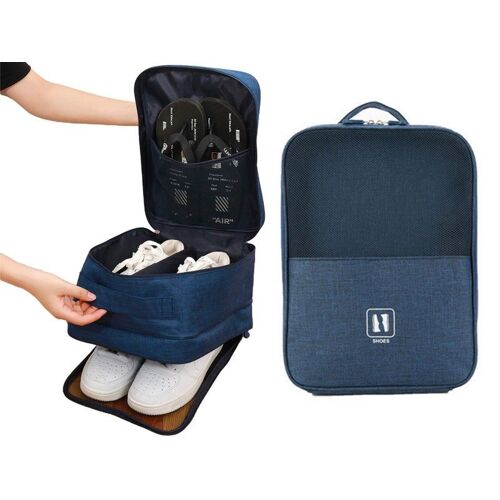 Sac de voyage pour 3 paires de chaussures ¿ Tissu Oxford bleu marine, 26 x 21 x 35 cm, convient aux pointures 40-45 EUR, tailles NZ 8,5-12