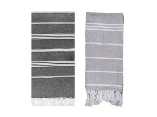 Lot De 2 Serviettes De Plage En Coton À Séchage Rapide Pour Le Bain, La Natation Et Les Voyages - Gris