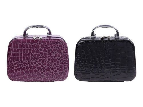 Trousse de maquillage de voyage en cuir synthétique - Violet et noir - Lot de 2