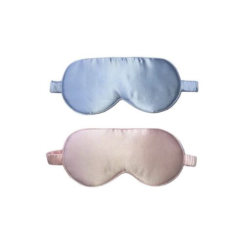 Masque De Sommeil En Soie De Mûrier - Bandeau Bloquant La Lumière - Lot De 2 - Bleu Et Rose