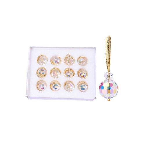 12 mini décorations de Noël en verre transparent multicolores de 2,2 cm