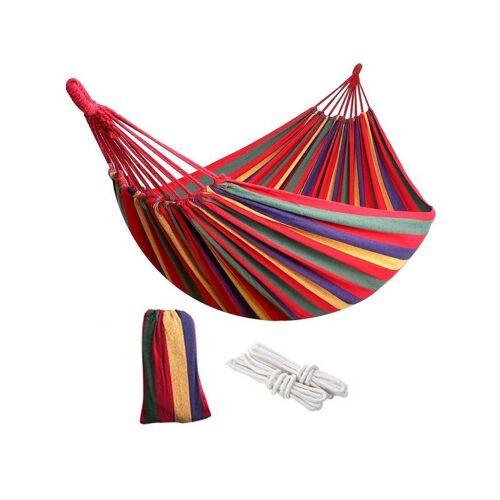 Hamac D'extérieur Rayé Rouge 185 X 80 Cm - Léger, Portable, Facile À Suspendre, Supporte 100 Kg