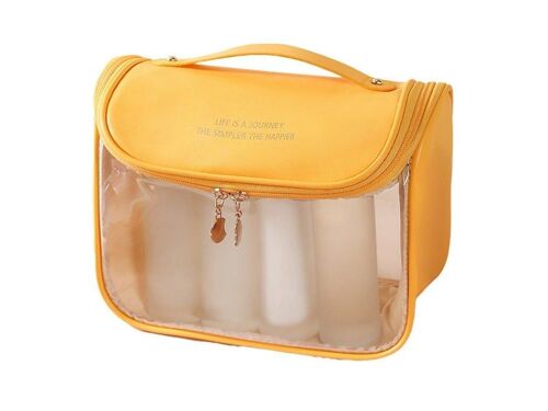 Trousse De Maquillage Transparente Avec Crochet ¿ Organiseur De Toilette De Voyage Jaune