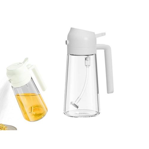 Distributeur Et Pulvérisateur D'huile D'olive 2 En 1 470 Ml Pour Cuisine, Blanc