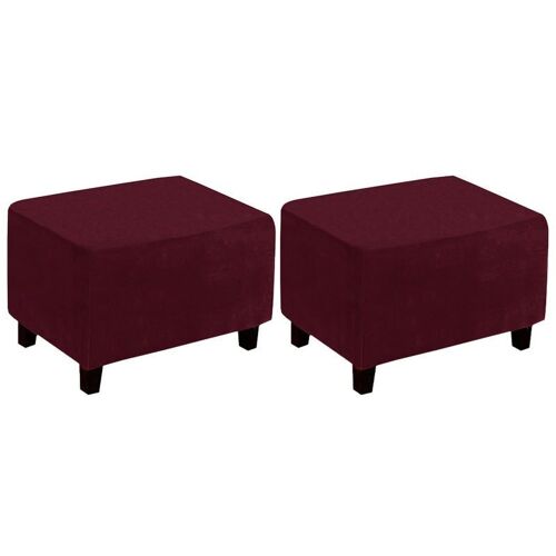 Housses de coussin rectangulaires pour tabouret ottoman - Rouge vin - Lot de 2 - Polyester résistant - Convient aux dimensions 68-106 cm x 50-76 cm