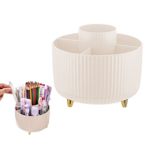 Organiseur de bureau rotatif à 5 compartiments - Beige