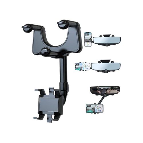 Support De Téléphone Pour Rétroviseur De Voiture Avec Rotation À 360 Degrés Pour La Navigation Et L'utilisation Mains Libres
