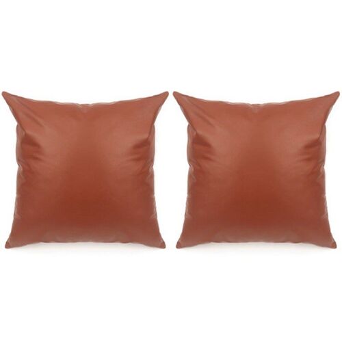 Lot De 2 Taies D'oreiller En Similicuir Orange 45 X 45 Cm Pour Canapé Et Lit
