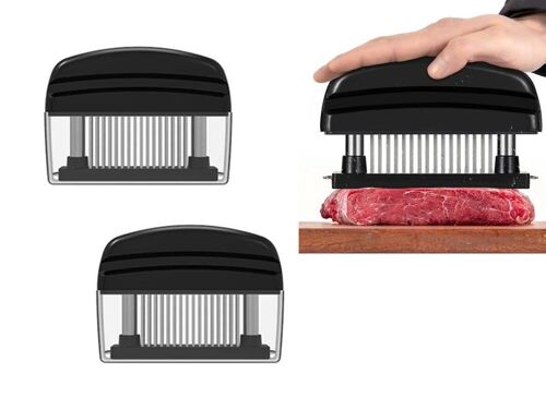 Attendrisseur À Viande En Acier Inoxydable À 48 Lames, 2 Pièces, Pour Viande Et Volaille