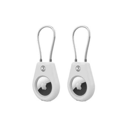 Lot De 2 Supports Airtag Avec Porte-Clés ¿ Coque De Protection Blanche