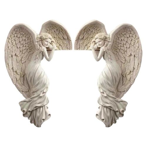 Lot De 2 Sculptures D'angle En Forme D'aile D'ange Pour Décoration De Cadre De Porte