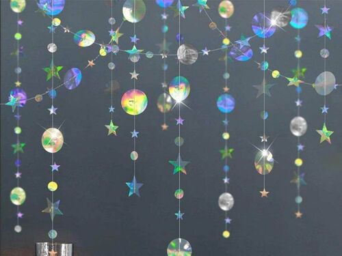 Guirlande de banderoles rondes à paillettes de 4 m à suspendre pour décoration de fête