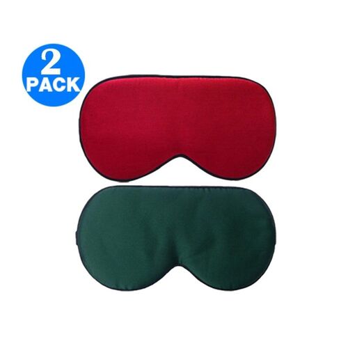 Ensemble De Masques De Sommeil Ajustables En Soie ¿ Vert Et Bordeaux ¿ Lot De 2 Avec Sac De Voyage 