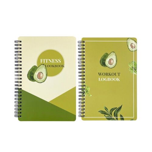 Carnet De Fitness A5 - Vert - Lot De 2