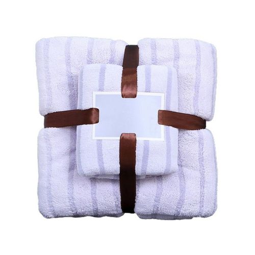 Ensemble De 2 Serviettes De Bain Violettes - Comprend 1 Serviette De Bain Et 1 Essuie-Mains, Polyester Hautement Absorbant