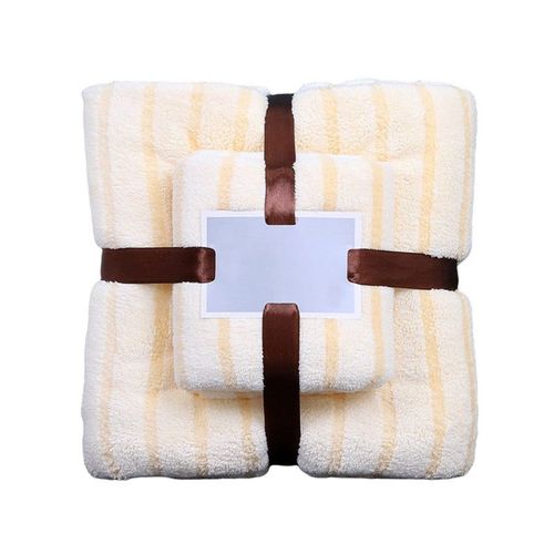 Ensemble De Serviettes De Bain Jaunes 2 Pièces - Comprend 1 Serviette Et 1 Drap De Bain, Très Absorbant, Durable, Multifonctionnel