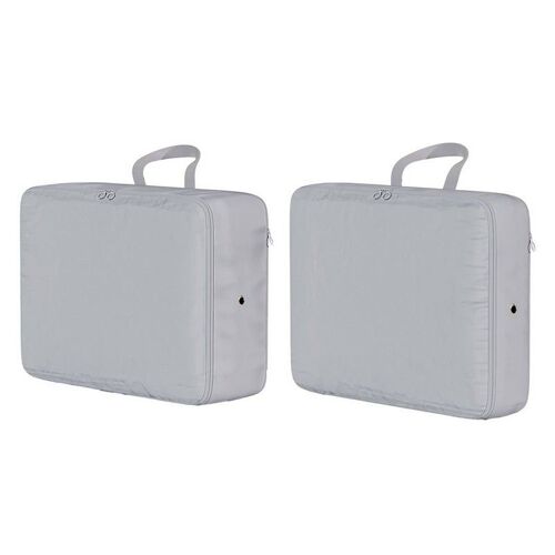 Sacs de rangement à compression pour vêtements - 2 cubes d'emballage gris, tailles moyenne et grande