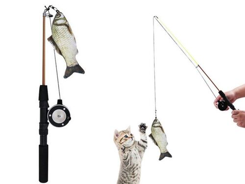 Jouet Rétractable Pour Chat Avec Attache Carpe Herbivore Pour Un Jeu Interactif