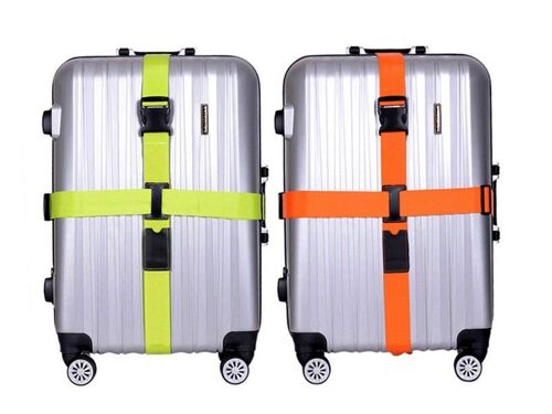 Lot de 2 sangles de bagage réglables ¿ Vert et orange ¿ pour valises de 50 à 81 cm