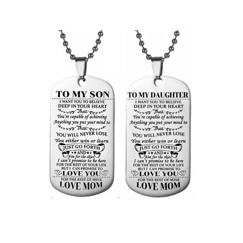 Ensemble De Colliers Et Pendentifs Inspirants « Mère Et Fils » ¿ Plaques D'identité En Acier Inoxydable