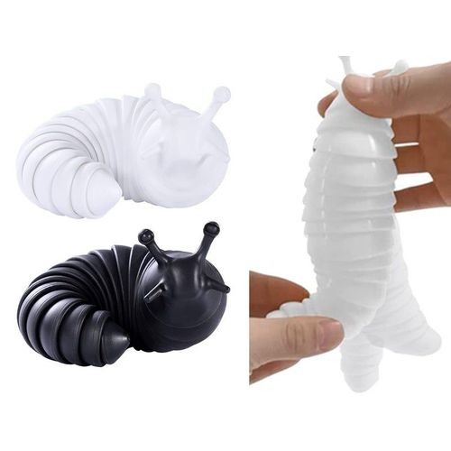 Jouet anti-stress articulé Fidget Slug - Jouet sensoriel anti-stress noir et blanc, portable et durable