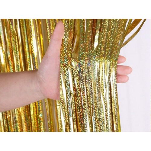 Lot De 2 Rideaux À Franges Dorés Pour Décoration De Fête
