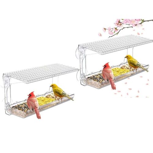 Mangeoire À Oiseaux De Fenêtre 2 Pièces Avec Ventouses Pour Une Visualisation Et Une Alimentation Faciles