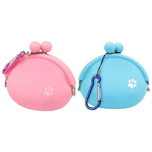 Pochette À Friandises En Silicone Pour Chien Avec Mousqueton - Lot De 2 Rose Et Bleu