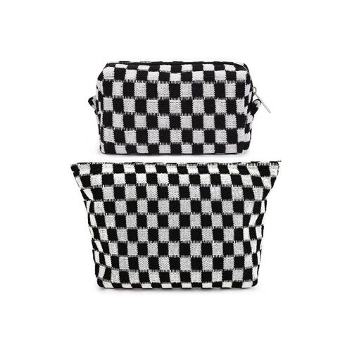 Trousse de maquillage à carreaux - Petite et moyenne - Noir