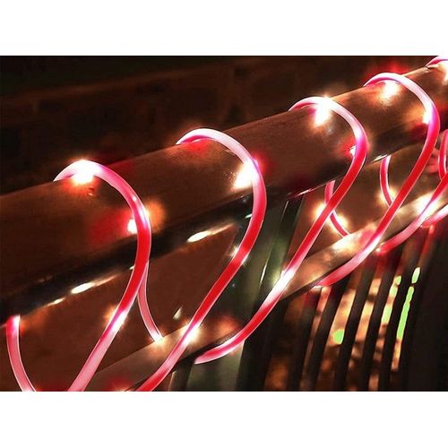 Guirlande Lumineuse Solaire En Forme De Canne À Sucre De 22 M, 200 Led ¿ Lumière Chaude Pour La Décoration De Votre Jardin Et Cour