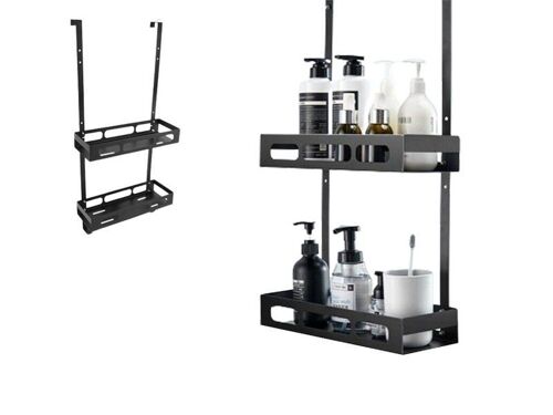 Étagère de rangement suspendue à 2 niveaux pour salle de bain et douche
