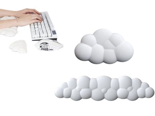 Repose-poignets ergonomiques pour clavier et souris - Coussinets de support en mousse à mémoire de forme blanche