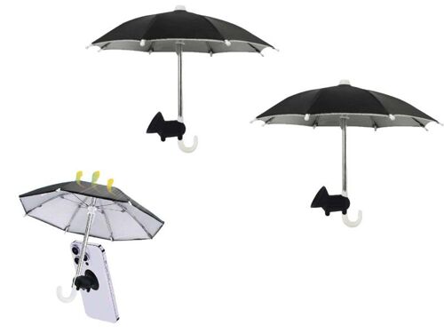 Lot de 2 supports parapluie pour téléphone avec ventouse pour protection contre le soleil et la pluie