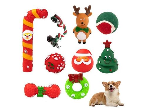 Ensemble De Jouets De Noël Pour Chien - 3 Jeux De Jouets À Mâcher Couineurs Pour Chiens - Pvc Écologique - Jeu Intérieur Et Extérieur