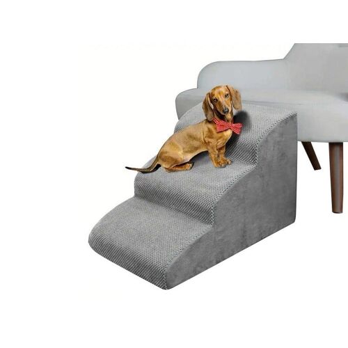 Rampes D'escalier En Mousse Pour Chiens Et Chats Âgés - Échelle Antidérapante À 3 Marches - Gris
