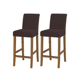 Lot De 2 Housses Extensibles Pour Tabourets De Bar Et Chaises De Salle À Manger Sans Accoudoirs, Couleur Café