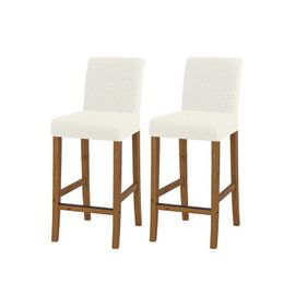 Lot De 2 Housses Extensibles Pour Tabourets De Bar, Beiges, Sans Accoudoirs, Pour Chaises De Salle À Manger