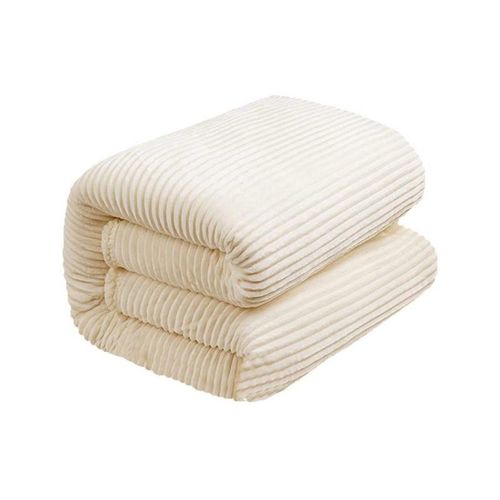 Plaid En Flanelle Beige 230 X 200 Cm - Doux, Chaud Et Polyvalent Pour Le Canapé, La Sieste Ou Les Voyages