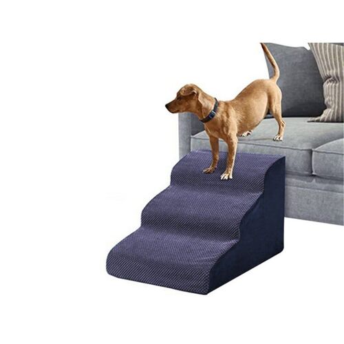 Rampe D'escalier En Mousse Pour Chien - Marches Antidérapantes Pour Chats Et Chiens - 3 Marches - Bleu