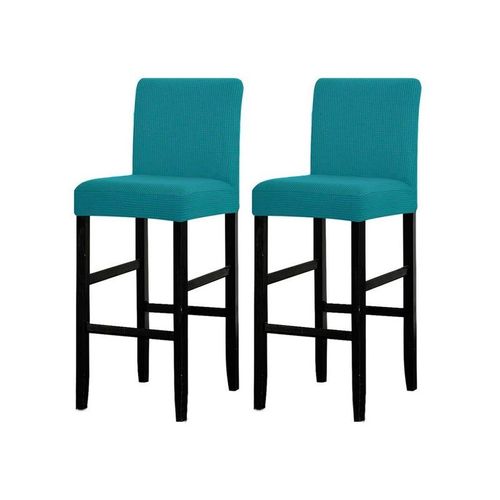 Lot De 2 Housses Extensibles Pour Tabourets De Bar Vert Paon Pour Chaises De Salle À Manger Standard