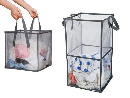 Paniers à linge gris - Paniers de rangement pliables pour linge et jouets - Lot de 2